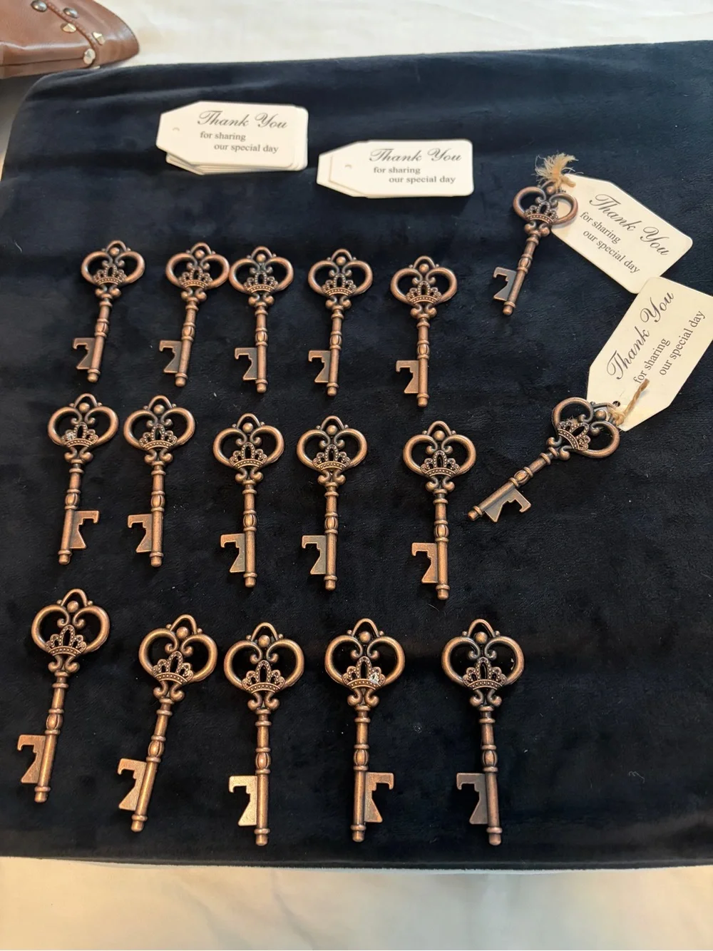 Copper Heart Skeleton Key Party Favors – Thank You Tags Included